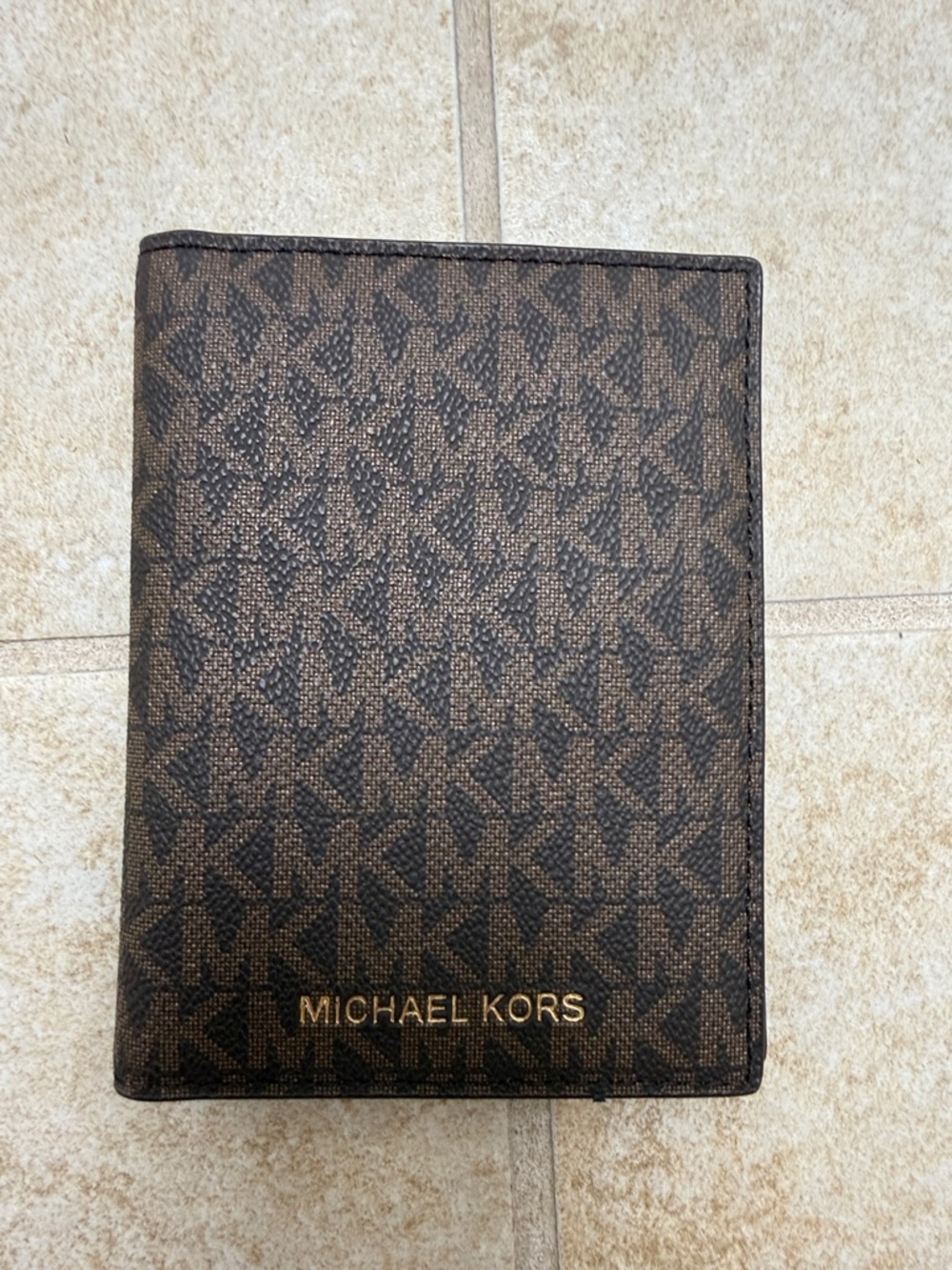 Michael Kors Brown Monogram Travel Card & Passport Holder